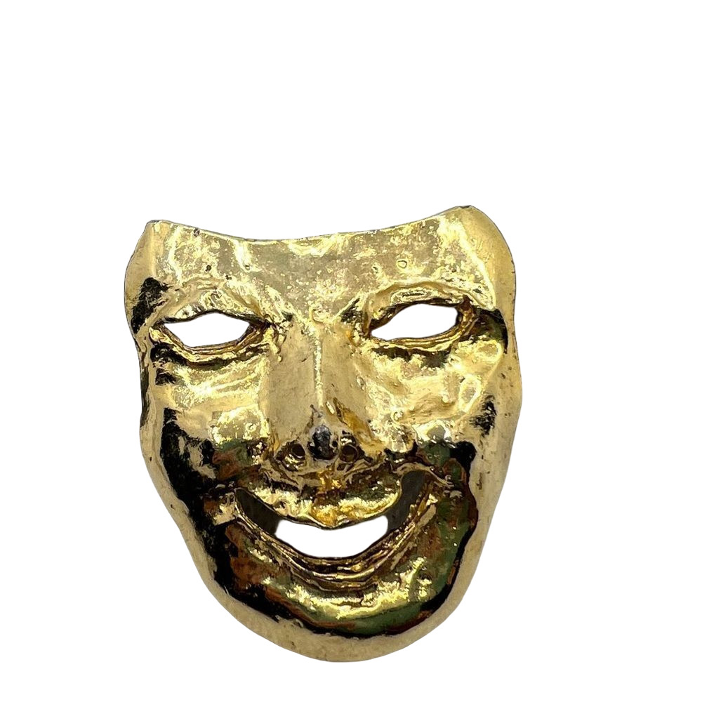 Thalia Muse of Comedy Theater Mask Gold Tone Pin Brooch
